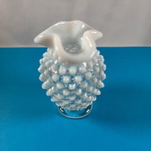 Vintage Fenton moonstone opalescent hobnail vase