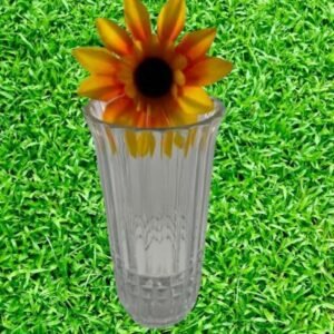 Vintage FTDA Crystal Clear Ribbed and Flared glass vase