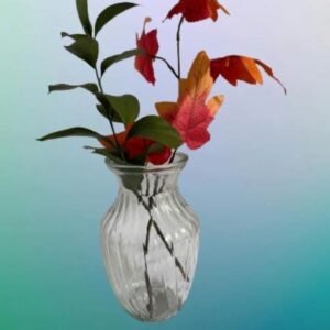 Vintage Clear Flower Vase Ribbed Pattern