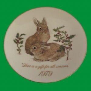 Vintage 1979 Porcelain  Bunnies/Rabbits Decorative Plate