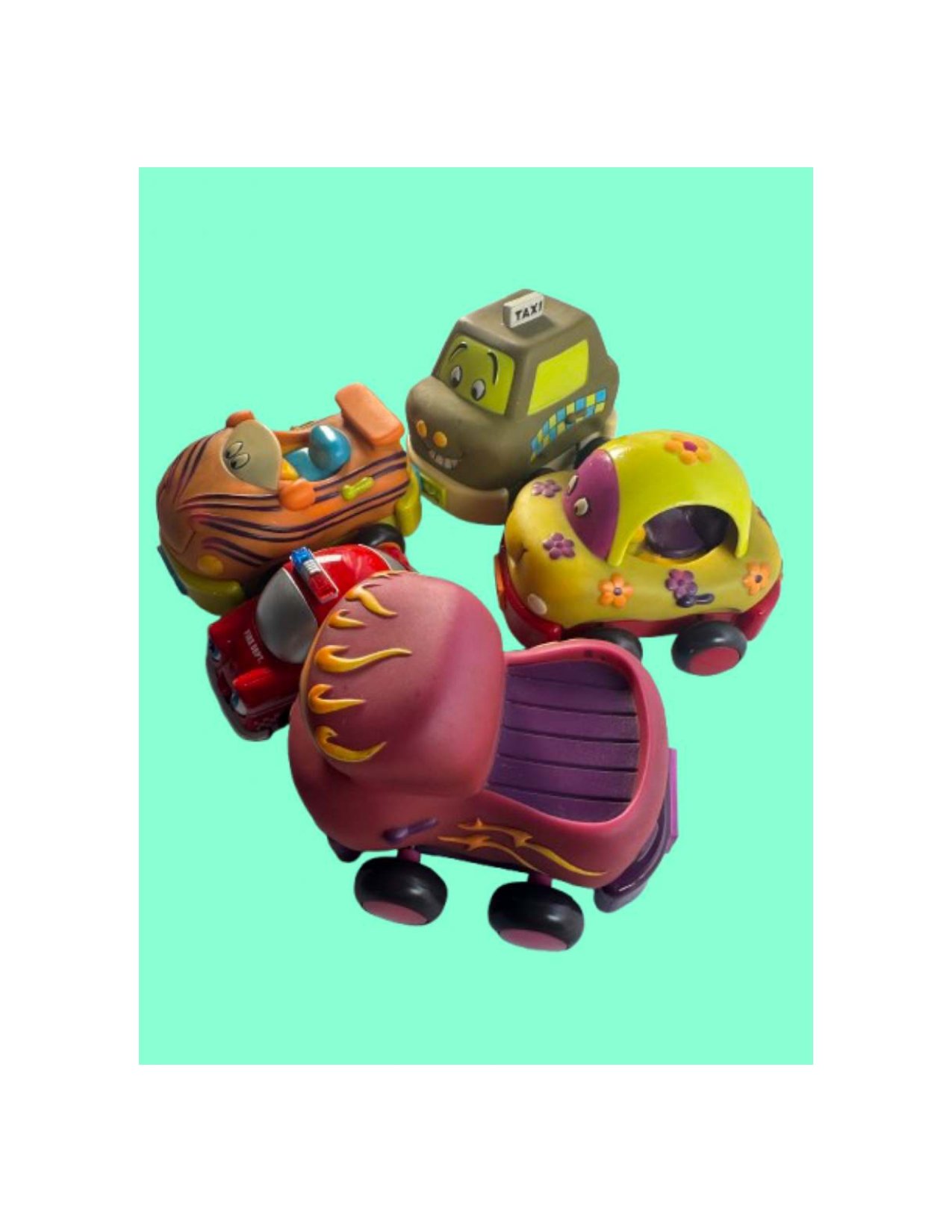 Just-B-You Lot of 4 Pull-Back and Go Toy Cars + Bonus Fire Department Car - Image 2