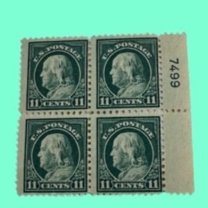 Benjamin Franklin 11¢ Light Green Block of 4